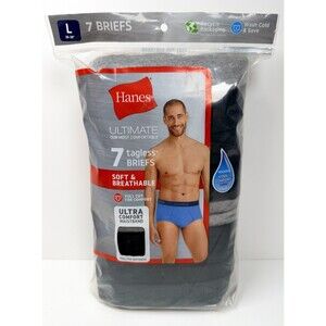 Hanes Brief Ultimate Men TAGLESS Ultra comfort waistband Black/Grey Large